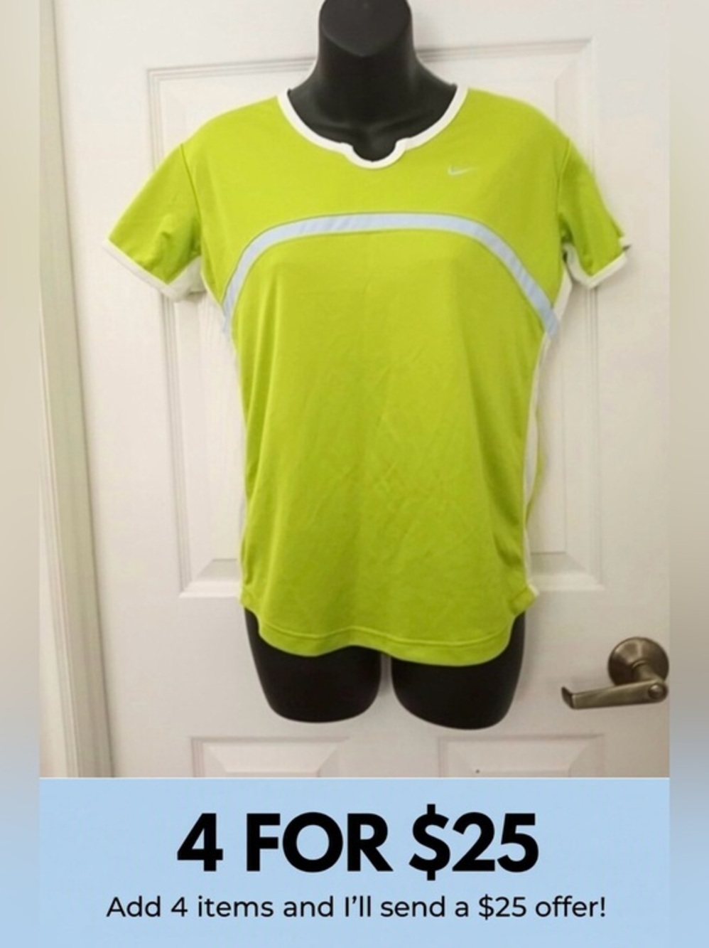 Nike Dri-FIT Neon Green Running Shirt Athletic Tennis Workout Top Size Medium
